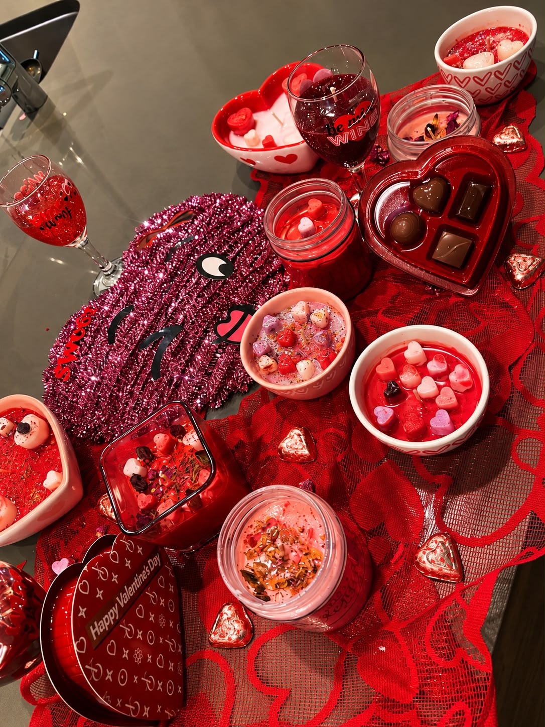 Valentine's candle gift arrangement